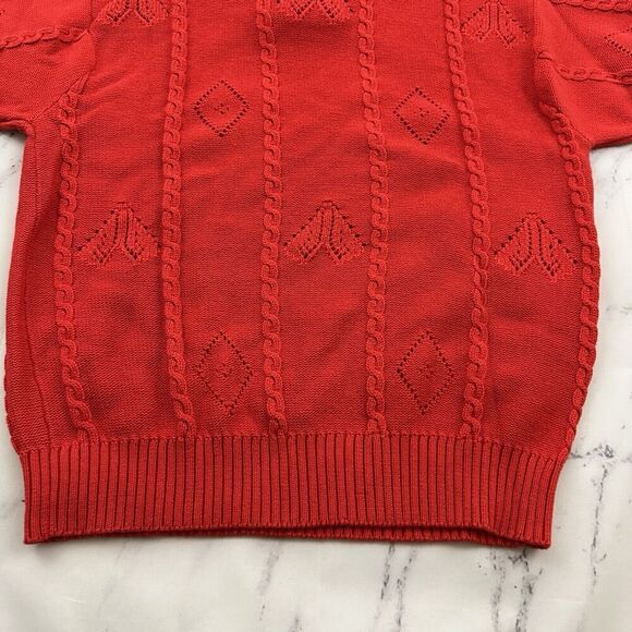 Bay Club Womens Vintage 90s Sweater Size M Red Nautical Collar Short Sleeve - Picture 11 of 11